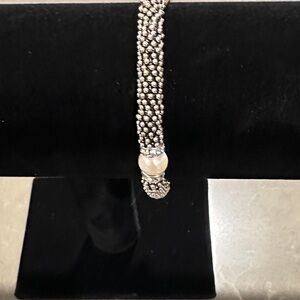 Vintage Elegant Silver Pearl Bracelet